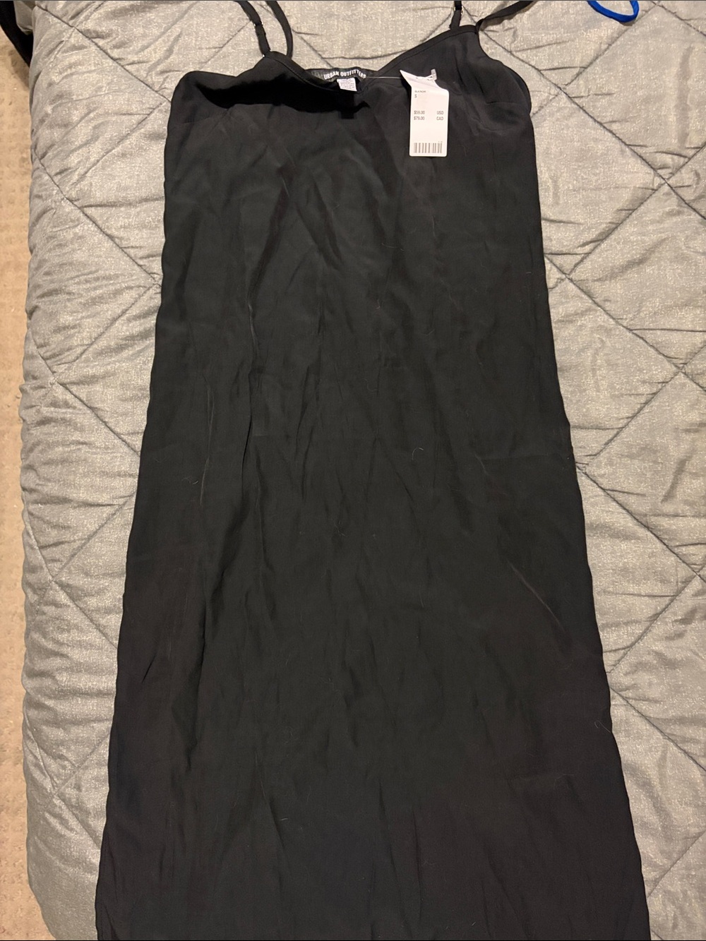 Urban Outfitters Black Midi Slip Dress with Spaghetti Straps
